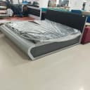 Modern Curved King Size Bed with Upholstered Headboard - 84/72