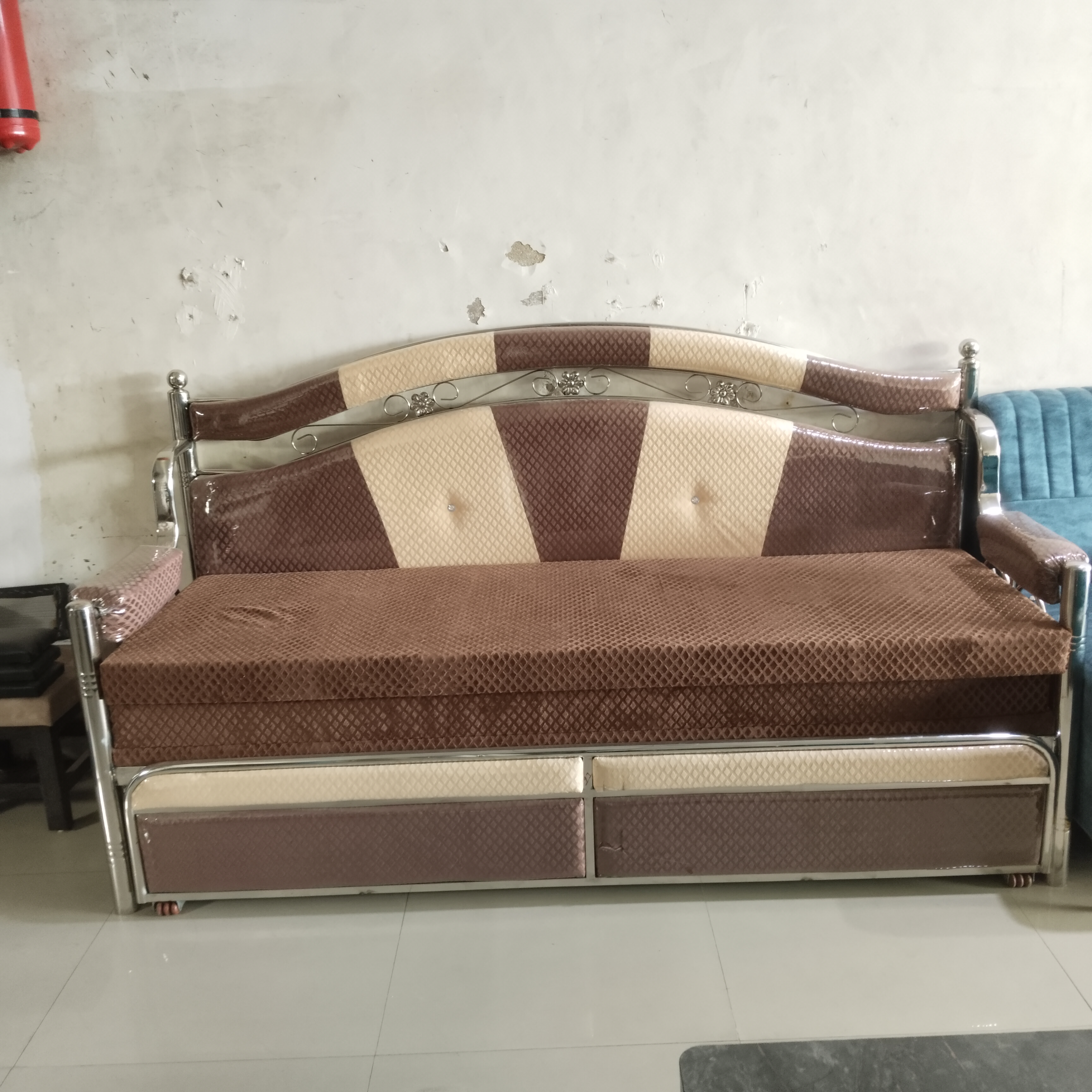 Steel sofa cum bed