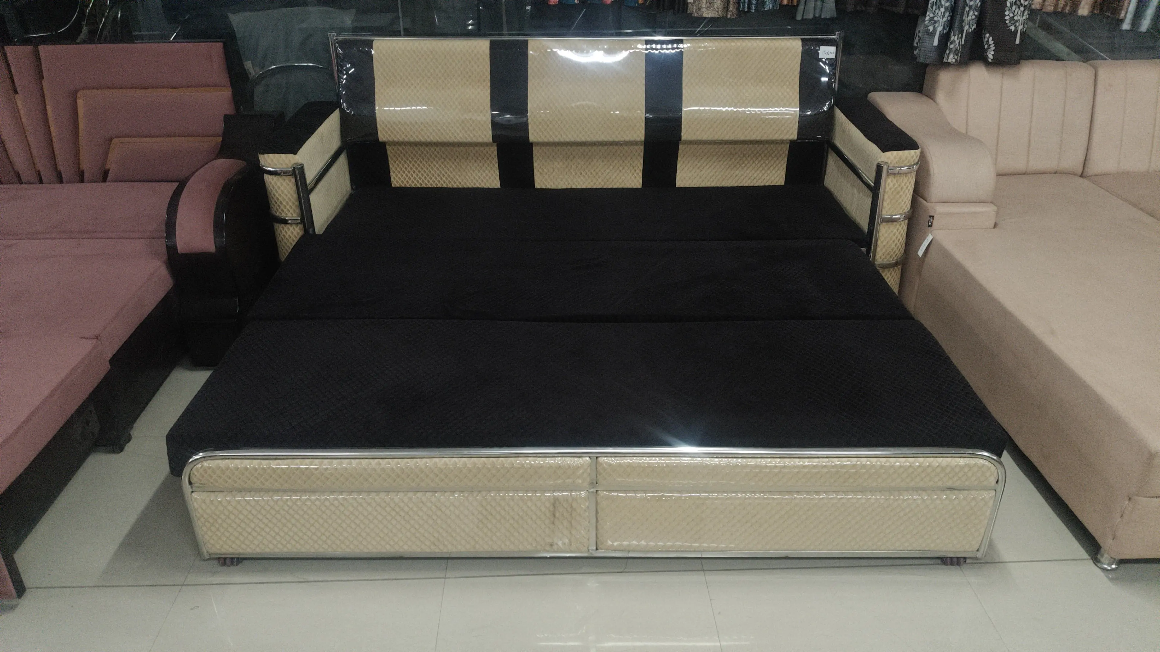 Steel sofa cum bed handle cushion