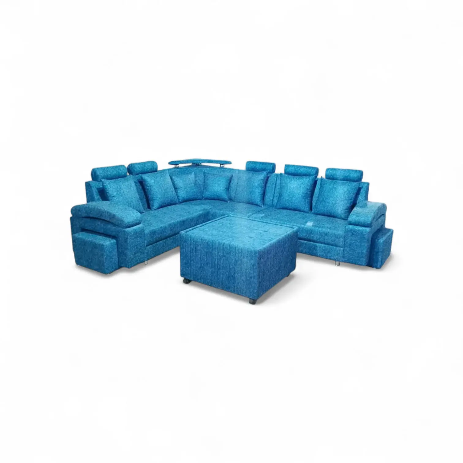 Puffy corner sofa with centre table
