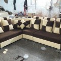 Corner sofa set with pillows