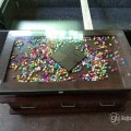 Drawer center table with glasstop
