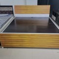 Metal print bed for bedroom