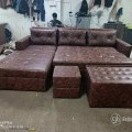 Lounger sofa cum bed with center table and stool