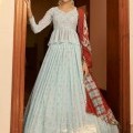 Mukesh Georgette Blue Designer Lehenga Choli