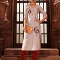 Amazing Brown Cotton Embroidered Designer Kurti