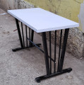 Wooden Study Table for Adults - Engineered Wood Desk Table with Metal