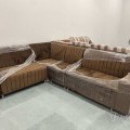 Velvet l shape sofa 